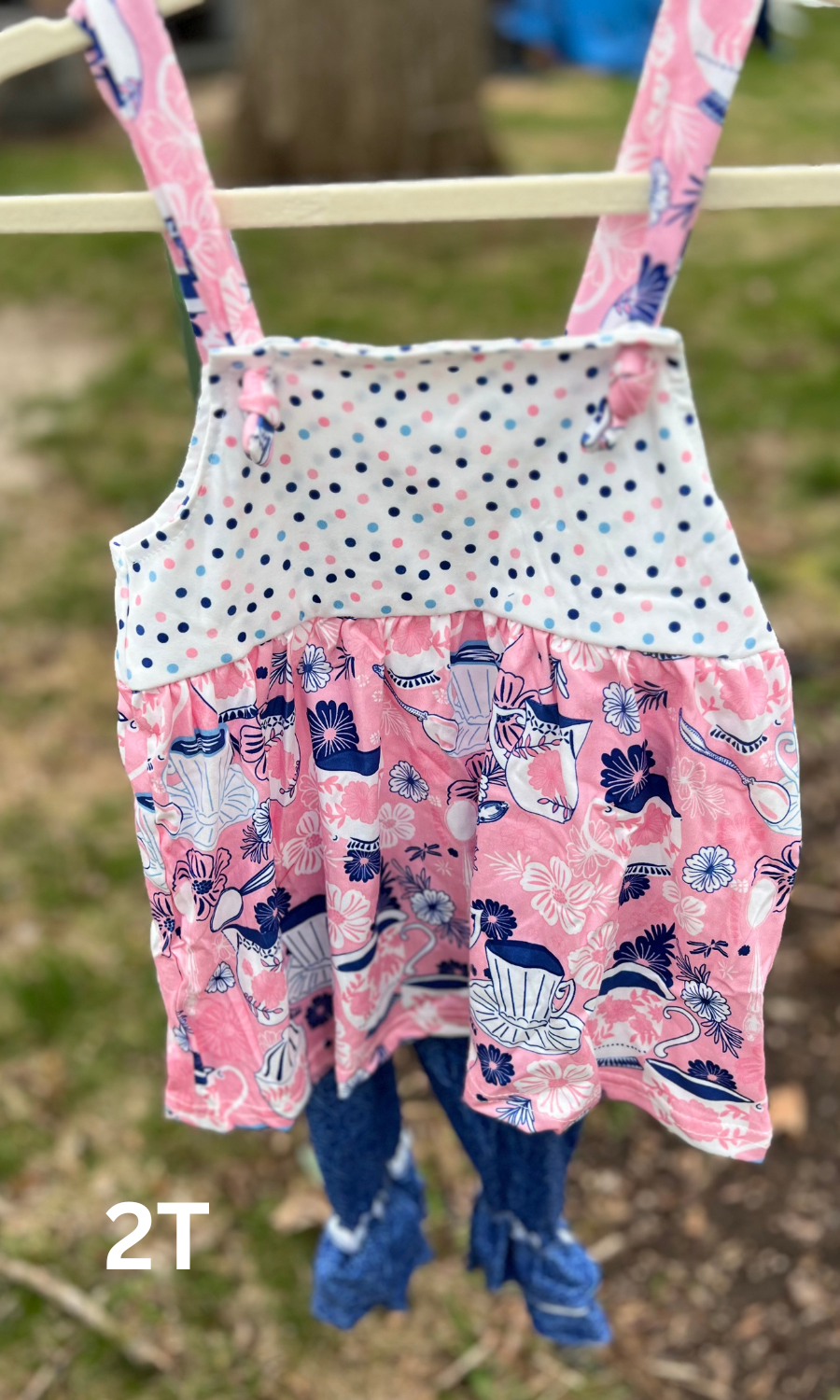 Tea and Polka Dot Capri Set