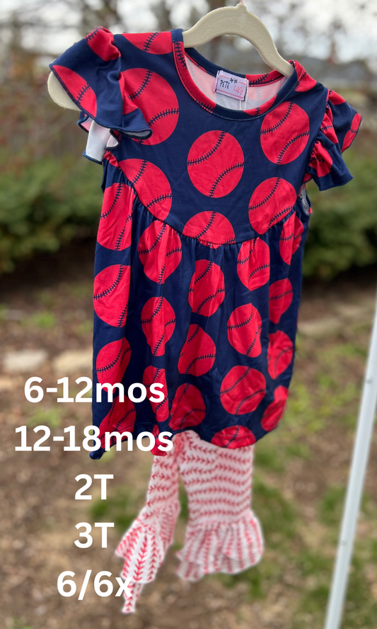 Girls Baseball Ruffle Capri Set